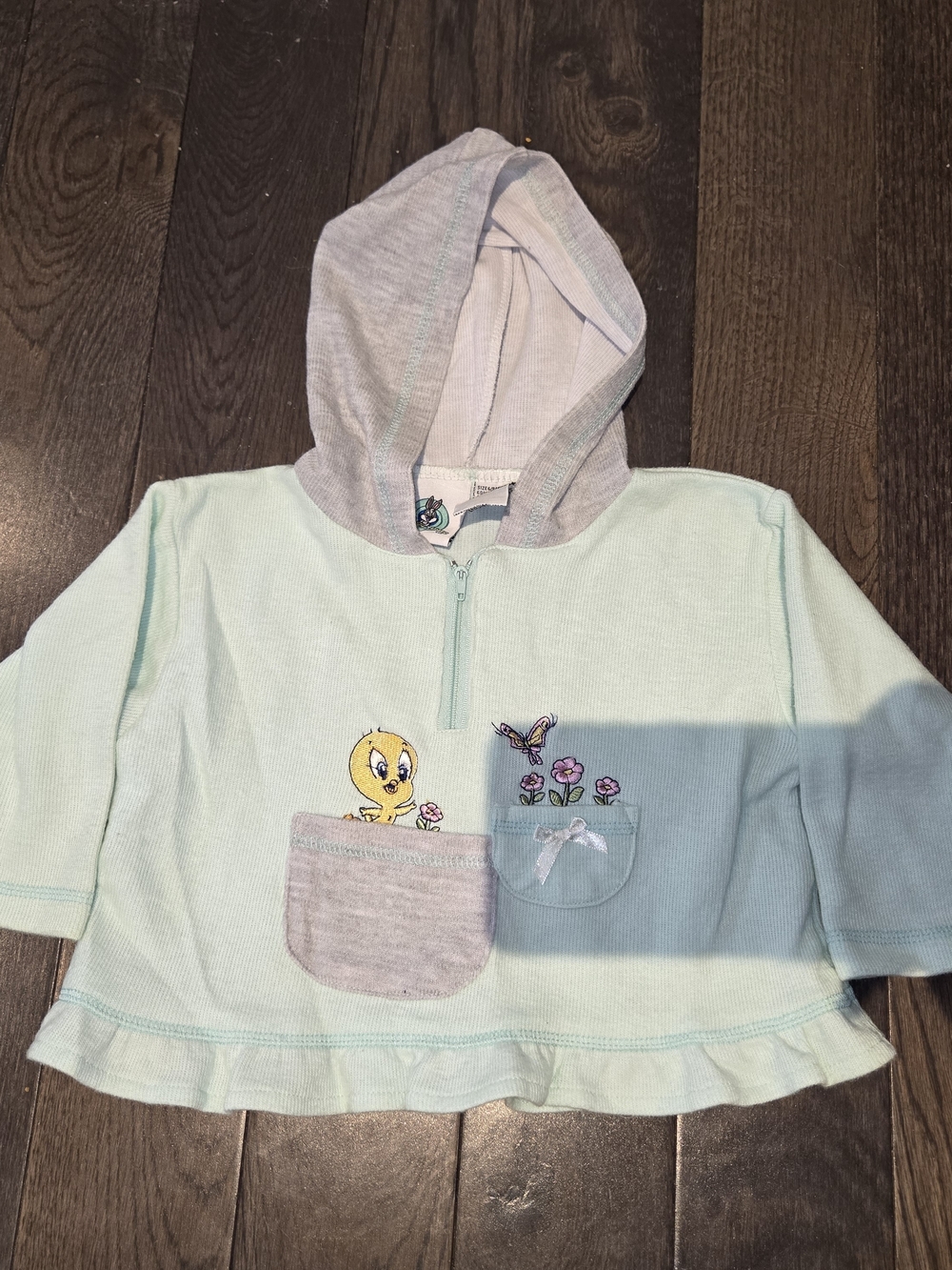 Vintage Looney Tunes Tweety Bird Sweater Kids 6-9 Mos Grey Mint Warner Bros 2003